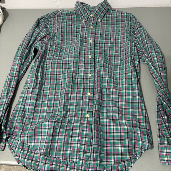 Ralph Lauren Blue Tag Pink Pony Men's Button Front Long Sleeve Shirt Medium - Picture 4 of 7